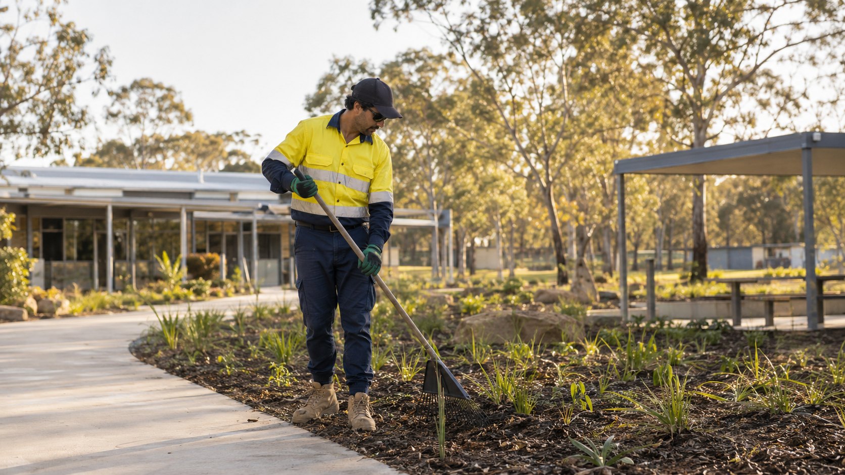 Grounds maintenance and landscaped community courtyard work